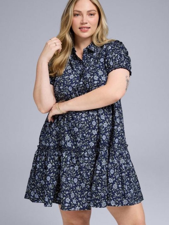 torrid Dresses & Skirts - NWT Belle Isle by Torrid Drop Waist Navy Blue Floral Shirt Dress [Size: 3]